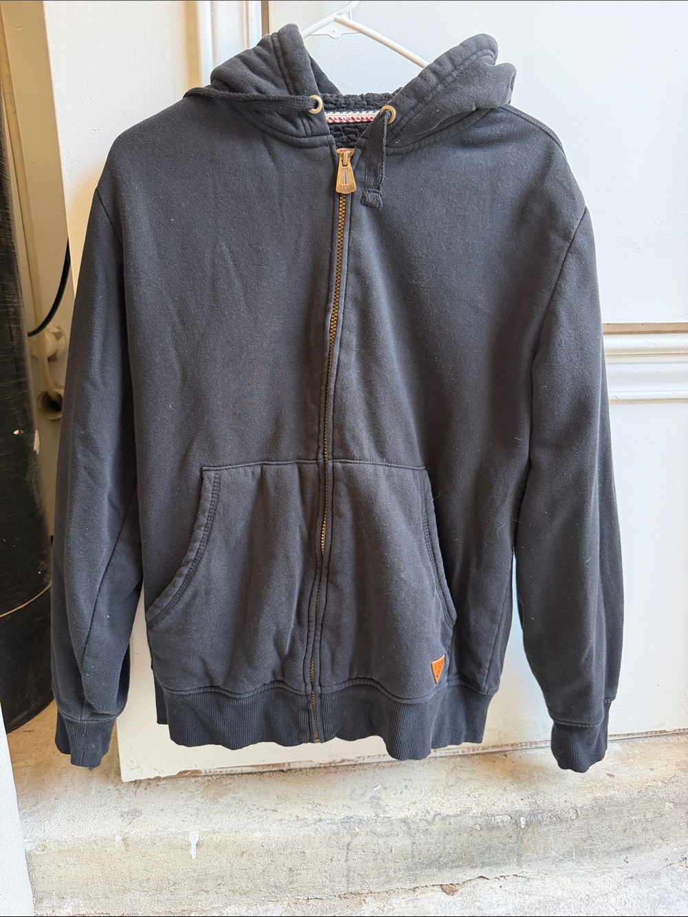 Vintage Black Zip-Up Hooded Sweater